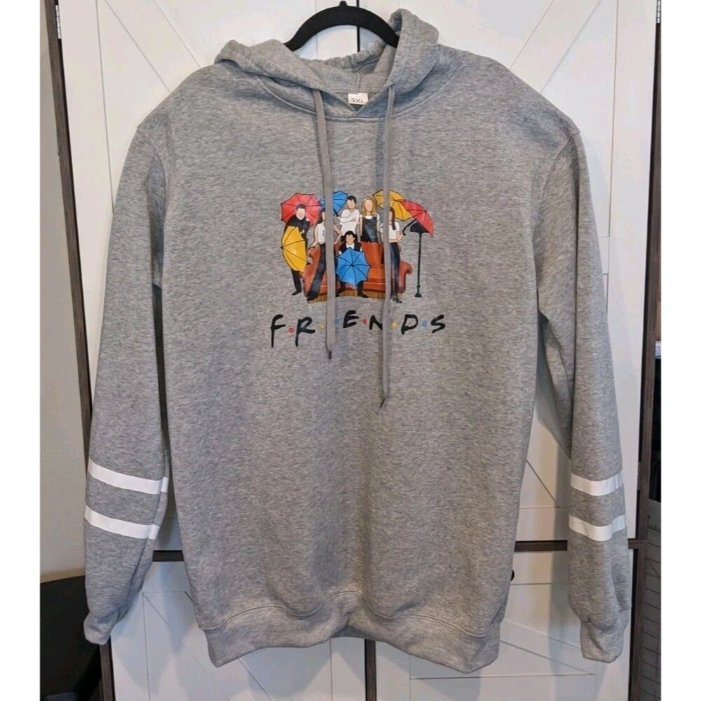 Friends TV Show Hoodie Womens 3XL Gray Graphic Pullover Sweatshirt